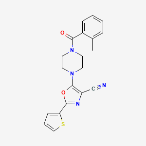 molecular formula C20H18N4O2S B2683040 5-(4-(2-Methylbenzoyl)piperazin-1-yl)-2-(thiophen-2-yl)oxazole-4-carbonitrile CAS No. 946309-09-7