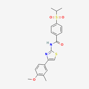 molecular formula C21H22N2O4S2 B2683059 4-(isopropylsulfonyl)-N-(4-(4-methoxy-3-methylphenyl)thiazol-2-yl)benzamide CAS No. 899968-11-7