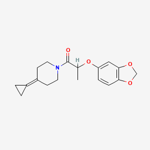molecular formula C18H21NO4 B2683066 2-(Benzo[d][1,3]dioxol-5-yloxy)-1-(4-cyclopropylidenepiperidin-1-yl)propan-1-one CAS No. 2097866-98-1