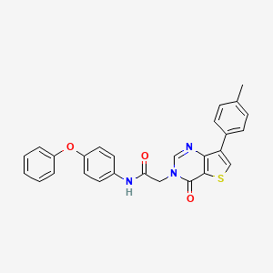 molecular formula C27H21N3O3S B2683076 2-[7-(4-methylphenyl)-4-oxothieno[3,2-d]pyrimidin-3(4H)-yl]-N-(4-phenoxyphenyl)acetamide CAS No. 1206985-81-0