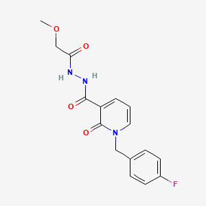 molecular formula C16H16FN3O4 B2683080 1-(4-fluorobenzyl)-N'-(2-methoxyacetyl)-2-oxo-1,2-dihydropyridine-3-carbohydrazide CAS No. 1105242-69-0