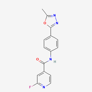 molecular formula C15H11FN4O2 B2683091 2-fluoro-N-[4-(5-methyl-1,3,4-oxadiazol-2-yl)phenyl]pyridine-4-carboxamide CAS No. 1376297-10-7