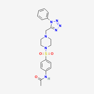 molecular formula C20H23N7O3S B2683097 N-(4-((4-((1-phenyl-1H-tetrazol-5-yl)methyl)piperazin-1-yl)sulfonyl)phenyl)acetamide CAS No. 1021227-51-9