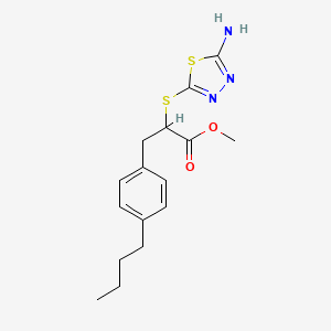 molecular formula C16H21N3O2S2 B2683117 Methyl 2-((5-amino-1,3,4-thiadiazol-2-yl)thio)-3-(4-butylphenyl)propanoate CAS No. 899942-25-7
