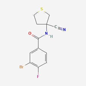 molecular formula C12H10BrFN2OS B2683125 3-溴-N-(3-氰硫代吡噻杂环戊-3-基)-4-氟苯甲酰胺 CAS No. 1436279-57-0