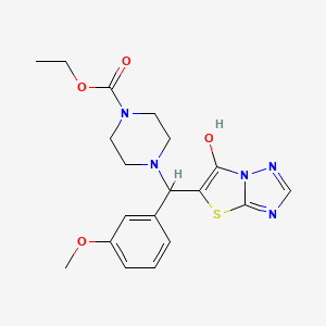molecular formula C19H23N5O4S B2683128 Ethyl 4-((6-hydroxythiazolo[3,2-b][1,2,4]triazol-5-yl)(3-methoxyphenyl)methyl)piperazine-1-carboxylate CAS No. 868220-47-7