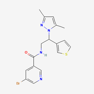 molecular formula C17H17BrN4OS B2683130 5-溴-N-(2-(3,5-二甲基-1H-吡唑-1-基)-2-(噻吩-3-基)乙基)烟酰胺 CAS No. 2034594-52-8