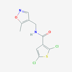 molecular formula C10H8Cl2N2O2S B2683138 2,5-dichloro-N-[(5-methyl-1,2-oxazol-4-yl)methyl]thiophene-3-carboxamide CAS No. 2034404-43-6