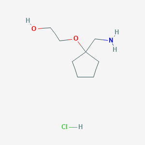 molecular formula C8H18ClNO2 B2683140 2-((1-(Aminomethyl)cyclopentyl)oxy)ethan-1-ol hydrochloride CAS No. 2172074-67-6
