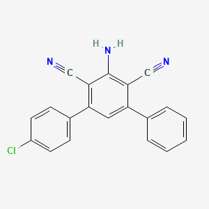 molecular formula C20H12ClN3 B2683142 5'-Amino-4-chloro-1,1':3',1''-terphenyl-4',6'-dicarbonitrile CAS No. 71945-87-4
