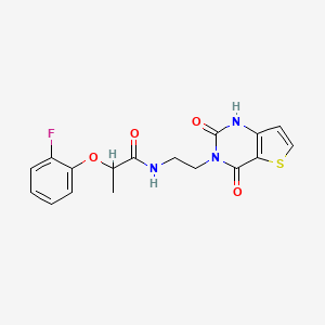molecular formula C17H16FN3O4S B2683146 N-(2-(2,4-dioxo-1,2-dihydrothieno[3,2-d]pyrimidin-3(4H)-yl)ethyl)-2-(2-fluorophenoxy)propanamide CAS No. 2034416-85-6