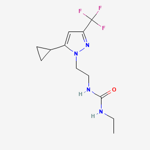 molecular formula C12H17F3N4O B2683161 1-(2-(5-环丙基-3-(三氟甲基)-1H-吡唑-1-基)乙基)-3-乙基脲 CAS No. 1797236-68-0