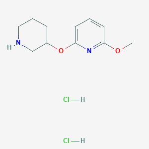 molecular formula C11H18Cl2N2O2 B2683162 2-甲氧基-6-(哌啶-3-氧基)吡啶二盐酸盐 CAS No. 1779128-37-8