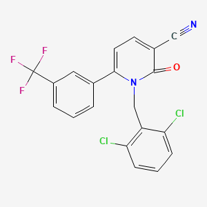 molecular formula C20H11Cl2F3N2O B2683165 1-[(2,6-Dichlorophenyl)methyl]-2-oxo-6-[3-(trifluoromethyl)phenyl]pyridine-3-carbonitrile CAS No. 252059-80-6
