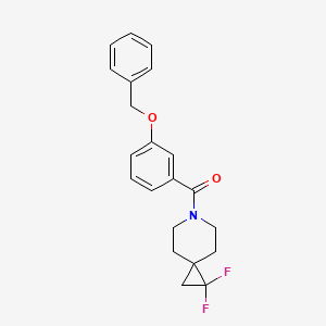 molecular formula C21H21F2NO2 B2683170 (3-(苄氧)苯基)(1,1-二氟-6-氮杂螺[2.5]辛-6-基)甲酮 CAS No. 2319832-75-0