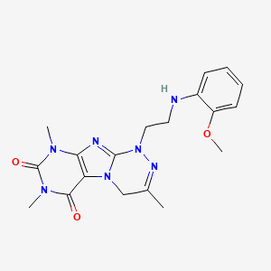 molecular formula C19H23N7O3 B2683178 1-(2-((2-methoxyphenyl)amino)ethyl)-3,7,9-trimethyl-7,9-dihydro-[1,2,4]triazino[3,4-f]purine-6,8(1H,4H)-dione CAS No. 923238-07-7