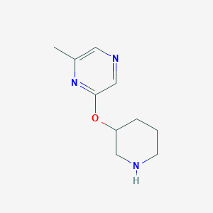 molecular formula C10H15N3O B2683186 2-Methyl-6-(piperidin-3-yloxy)pyrazine CAS No. 2168404-55-3