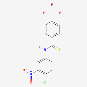 molecular formula C14H8ClF3N2O2S B2683223 N-(4-Chloro-3-nitrophenyl)-4-(trifluoromethyl)benzothioamide CAS No. 1257095-61-6
