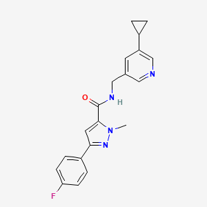 B2683240 N-((5-cyclopropylpyridin-3-yl)methyl)-3-(4-fluorophenyl)-1-methyl-1H-pyrazole-5-carboxamide CAS No. 2034569-21-4