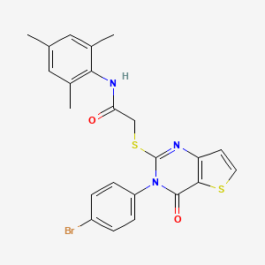 molecular formula C23H20BrN3O2S2 B2683246 2-{[3-(4-bromophenyl)-4-oxo-3,4-dihydrothieno[3,2-d]pyrimidin-2-yl]sulfanyl}-N-(2,4,6-trimethylphenyl)acetamide CAS No. 894240-58-5