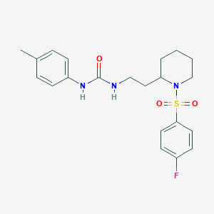 molecular formula C21H26FN3O3S B2683250 1-(2-(1-((4-氟苯基)磺酰)哌啶-2-基)乙基)-3-(对甲苯基)脲 CAS No. 898415-25-3