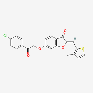 molecular formula C22H15ClO4S B2683252 (Z)-6-(2-(4-氯苯基)-2-氧代乙氧基)-2-((3-甲硫代呋喃-2-基)甲亚基)苯并呋喃-3(2H)-酮 CAS No. 622795-06-6