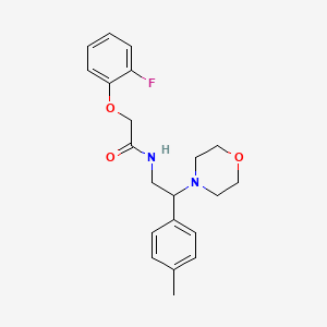 molecular formula C21H25FN2O3 B2683260 2-(2-fluorophenoxy)-N-(2-morpholino-2-(p-tolyl)ethyl)acetamide CAS No. 941896-22-6