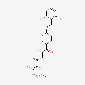 molecular formula C24H21ClFNO2 B2683262 (E)-1-[4-[(2-chloro-6-fluorophenyl)methoxy]phenyl]-3-(2,5-dimethylanilino)prop-2-en-1-one CAS No. 477888-39-4