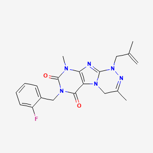 molecular formula C20H21FN6O2 B2683267 7-(2-fluorobenzyl)-3,9-dimethyl-1-(2-methylallyl)-1,4-dihydro-[1,2,4]triazino[3,4-f]purine-6,8(7H,9H)-dione CAS No. 919006-94-3