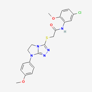 molecular formula C20H20ClN5O3S B2683273 N-(5-氯-2-甲氧基苯基)-2-((7-(4-甲氧基苯基)-6,7-二氢-5H-咪唑并[2,1-c][1,2,4]嘧啶-3-基)硫)乙酰胺 CAS No. 921580-57-6