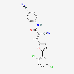 molecular formula C21H11Cl2N3O2 B2683274 (E)-2-cyano-N-(4-cyanophenyl)-3-(5-(2,5-dichlorophenyl)furan-2-yl)acrylamide CAS No. 301312-30-1