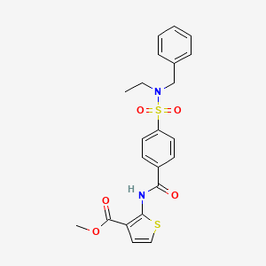 molecular formula C22H22N2O5S2 B2683288 甲基 2-(4-(N-苄基-N-乙基磺酰基)苯甲酰基)噻吩-3-甲酸酯 CAS No. 921096-58-4