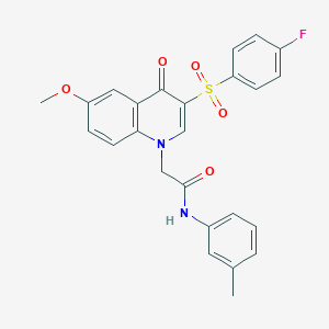 2-[3-(4-fluorophenyl)sulfonyl-6-methoxy-4-oxoquinolin-1-yl]-N-(3-methylphenyl)acetamide