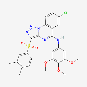 molecular formula C26H24ClN5O5S B2683298 7-chloro-3-((3,4-dimethylphenyl)sulfonyl)-N-(3,4,5-trimethoxyphenyl)-[1,2,3]triazolo[1,5-a]quinazolin-5-amine CAS No. 893788-91-5