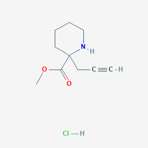 molecular formula C10H16ClNO2 B2683304 甲基 2-丙-2-炔基哌啶-2-甲酸酯;盐酸盐 CAS No. 2243506-27-4