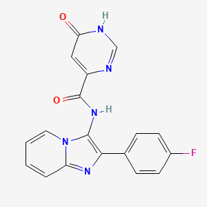 molecular formula C18H12FN5O2 B2683305 N-(2-(4-fluorophenyl)imidazo[1,2-a]pyridin-3-yl)-6-hydroxypyrimidine-4-carboxamide CAS No. 2034632-98-7