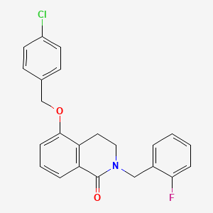 molecular formula C23H19ClFNO2 B2683311 5-((4-chlorobenzyl)oxy)-2-(2-fluorobenzyl)-3,4-dihydroisoquinolin-1(2H)-one CAS No. 850906-92-2