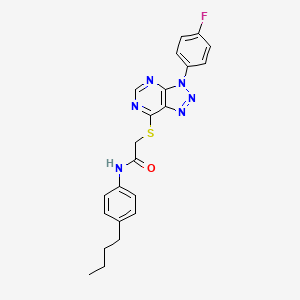 molecular formula C22H21FN6OS B2683330 N-(4-丁基苯基)-2-((3-(4-氟苯基)-3H-[1,2,3]三唑[4,5-d]嘧啶-7-基)硫)乙酰胺 CAS No. 863459-95-4