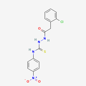 molecular formula C15H13ClN4O3S B2683335 2-[2-(2-氯苯基)乙酰]-N-(4-硝基苯基)-1-肼基硫代甲酰胺 CAS No. 891618-88-5