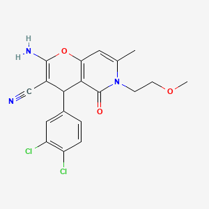 molecular formula C19H17Cl2N3O3 B2683339 2-amino-4-(3,4-dichlorophenyl)-6-(2-methoxyethyl)-7-methyl-5-oxo-5,6-dihydro-4H-pyrano[3,2-c]pyridine-3-carbonitrile CAS No. 882361-57-1