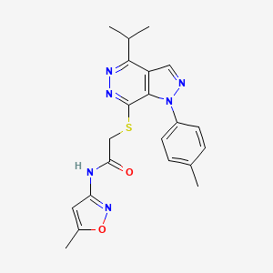 molecular formula C21H22N6O2S B2683348 2-((4-isopropyl-1-(p-tolyl)-1H-pyrazolo[3,4-d]pyridazin-7-yl)thio)-N-(5-methylisoxazol-3-yl)acetamide CAS No. 1207045-86-0