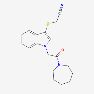 2-((1-(2-(azepan-1-yl)-2-oxoethyl)-1H-indol-3-yl)thio)acetonitrile