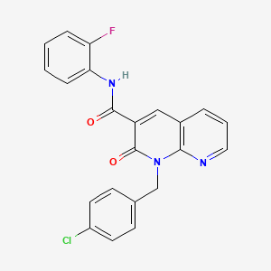 molecular formula C22H15ClFN3O2 B2683355 1-(4-氯苄基)-N-(2-氟苯基)-2-氧代-1,2-二氢-1,8-萘啉-3-羧酰胺 CAS No. 1005301-75-6