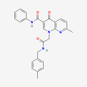 molecular formula C26H24N4O3 B2683357 7-甲基-1-(2-((4-甲基苄基)氨基)-2-氧代乙基)-4-氧代-N-苯基-1,4-二氢-1,8-萘啉-3-羧酰胺 CAS No. 1251672-43-1
