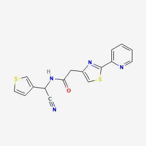 molecular formula C16H12N4OS2 B2683361 N-[cyano(thiophen-3-yl)methyl]-2-[2-(pyridin-2-yl)-1,3-thiazol-4-yl]acetamide CAS No. 1311976-07-4