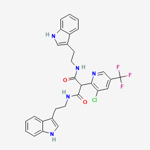 molecular formula C29H25ClF3N5O2 B2683362 2-[3-chloro-5-(trifluoromethyl)pyridin-2-yl]-N,N'-bis[2-(1H-indol-3-yl)ethyl]propanediamide CAS No. 478258-07-0