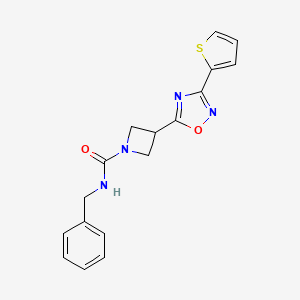 molecular formula C17H16N4O2S B2683371 N-benzyl-3-(3-(thiophen-2-yl)-1,2,4-oxadiazol-5-yl)azetidine-1-carboxamide CAS No. 1327529-73-6