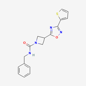 molecular formula C17H16N4O2S B2683371 N-苄基-3-(3-(噻吩-2-基)-1,2,4-噁二唑-5-基)氮杂环丁烷-1-甲酰胺 CAS No. 1327529-73-6