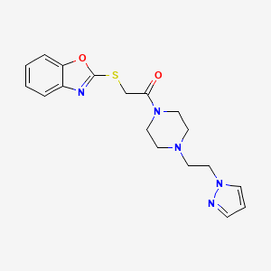 molecular formula C18H21N5O2S B2683375 1-(4-(2-(1H-pyrazol-1-yl)ethyl)piperazin-1-yl)-2-(benzo[d]oxazol-2-ylthio)ethanone CAS No. 1334369-23-1