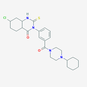 molecular formula C25H27ClN4O2S B2683377 7-Chloro-3-[3-(4-cyclohexylpiperazine-1-carbonyl)phenyl]-2-sulfanylidene-1,2,3,4-tetrahydroquinazolin-4-one CAS No. 422530-22-1